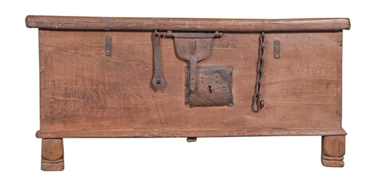 [[Vintage teak wood coffee table chest///Table basse coffre vintage en bois de teck]]