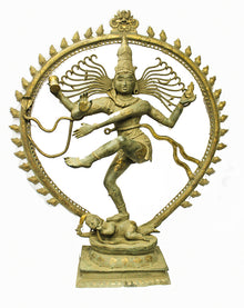  [[Vintage green and gold giant brass dancing Shiva///Géante Shiva dansante  en laiton vert et doré vintage]]