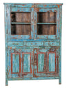 [[Large turquoise and red vintage glass cabinet///Armoire large vitrée vintage turquoise et rouge]]