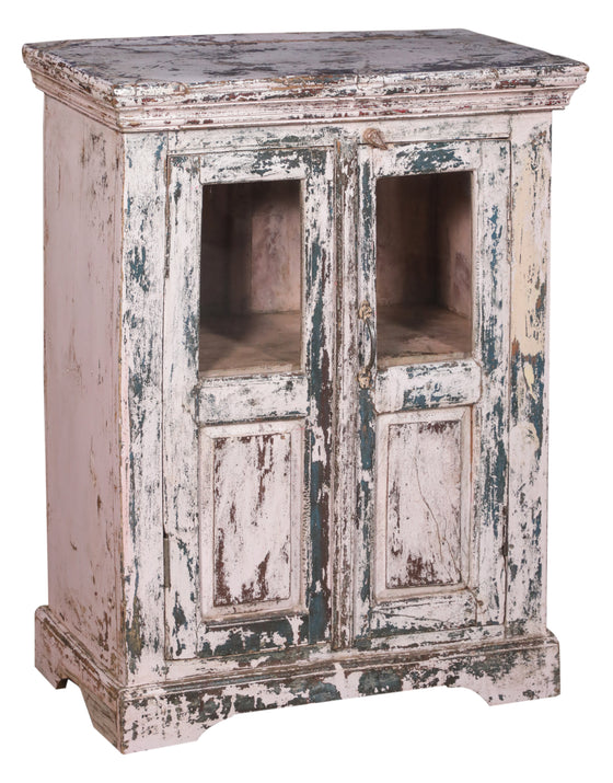 [[Antique white vintage glass cabinet///Armoire à glace vintage blanc antique]]