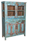 [[Large turquoise and red vintage glass cabinet///Armoire large vitrée vintage turquoise et rouge]]