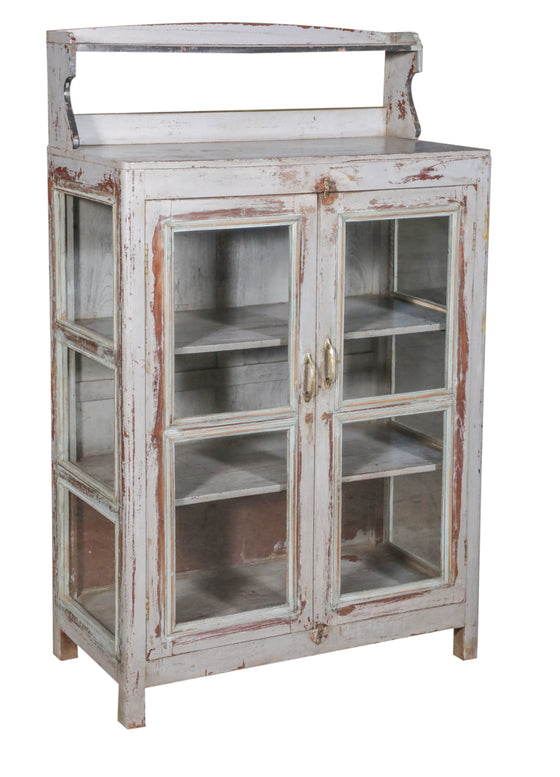 [[Antique white vintage glass cabinet///Armoire à glace vintage blanc antique]]