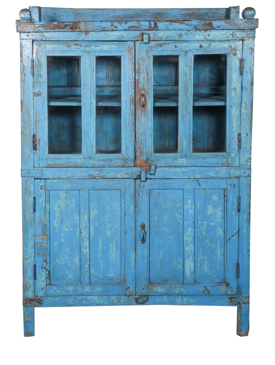 [[Large turquoise vintage glass cabinet///Armoire large vitrée vintage turquoise]]