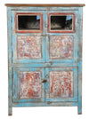 [[Turquoise and red vintage glass cabinet///Armoire vitrée vintage turquoise et rouge]]