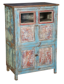  [[Turquoise and red vintage glass cabinet///Armoire vitrée vintage turquoise et rouge]]