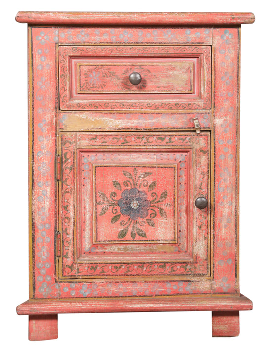 [[Hand painted red vintage bedside table///Table de chevet vintage rouge peinte à la main]]