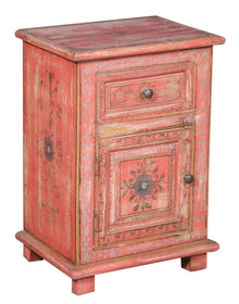  [[Hand painted red vintage bedside table///Table de chevet vintage rouge peinte à la main]]