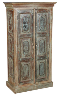  [[Antique blue teak wood cabinet///Cabinet antique bleu en bois de teck]]