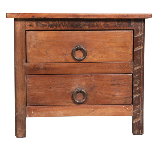 [[Small wooden bedside with drawers///Table de chevet en bois avec tiroirs]]