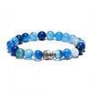 [[Blue Agate bracelet with a Buddha charm///Bracelet en agate bleue avec une breloque de Bouddha]]