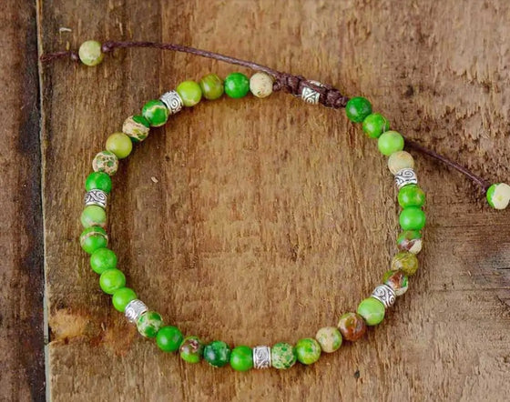 [[Adjustable natural jasper bracelet///Bracelet réglable en jaspe naturel]]