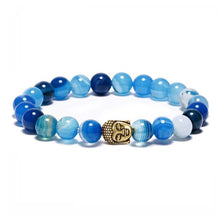  [[Blue Agate bracelet with a Buddha charm///Bracelet en agate bleue avec une breloque de Bouddha]]