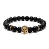 [[Black Onyx bracelet with a lion charm///Bracelet en onyx noir avec une breloque en forme de lion]]