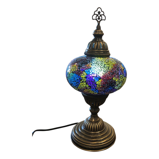 [[Large multi color cracked glass table light///Grande lampe de table en verre fissuré multicolore]]