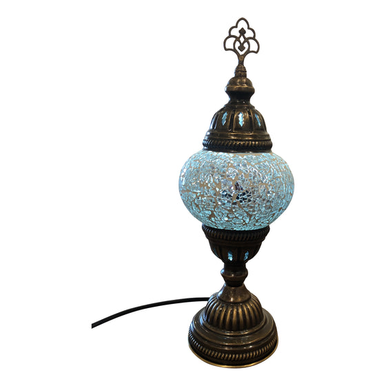 [[Small white cracked glass table light///Petite lampe de table en verre fissuré blanche]]