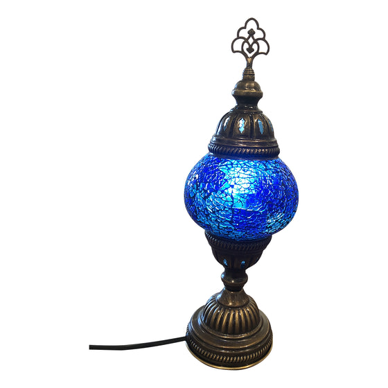 [[Small blue cracked glass table light///Petite lampe de table en verre fissuré bleu]]