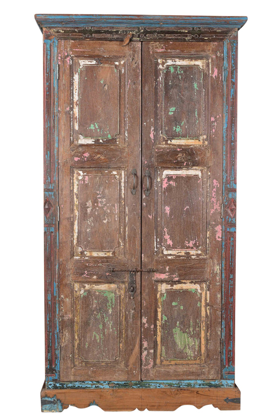 [[Sky blue cabinet with old Indian door///Armoire bleue ciel avec ancienne porte indienne]]