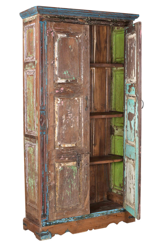 [[Sky blue cabinet with old Indian door///Armoire bleue ciel avec ancienne porte indienne]]