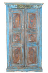 [[Sky blue cabinet with old Indian door///Armoire bleu ciel avec porte indienne ancienne]]