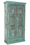 [[Pastel turquoise cabinet with old Indian door///Armoire turquoise pastel avec ancienne porte indienne]]