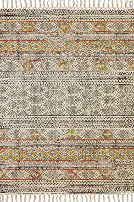 [[Hand block printed rug with embroidery///Tapis imprimé à la main avec broderie]]