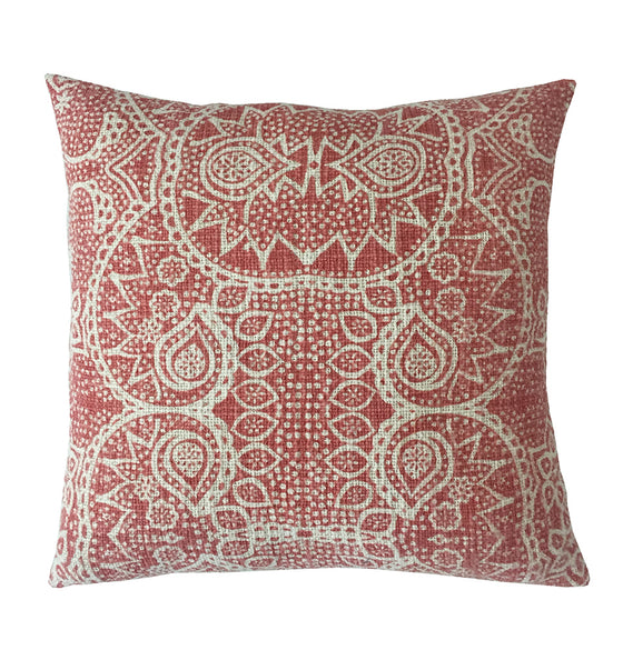 [[Hand block printed cotton cushion///Coussin imprimé à la main]]