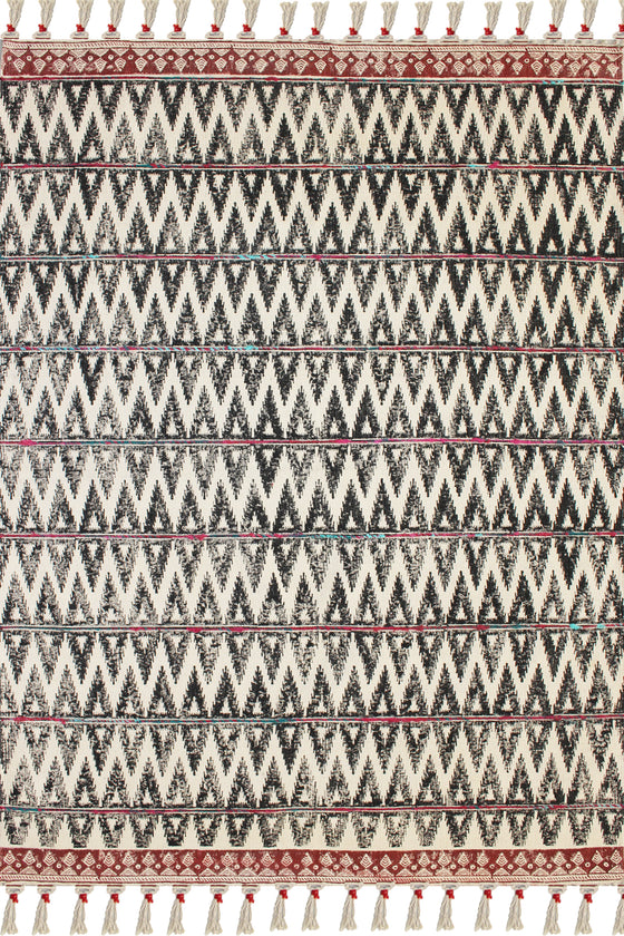 [[Hand block printed rug with embroidery///Tapis imprimé à la main avec broderie]]