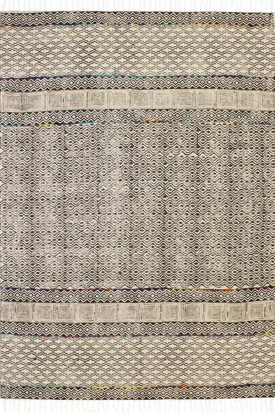 [[Hand block printed rug with embroidery///Tapis imprimé à la main avec broderie]]