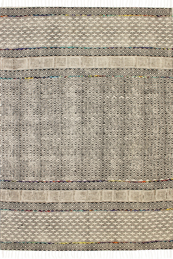 [[Hand block printed rug with embroidery///Tapis imprimé à la main avec broderie]]