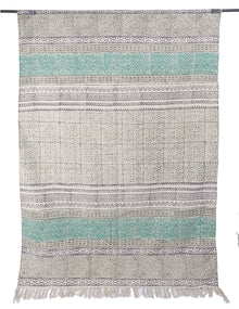  [[Hand block printed rug and throw blanket///Tapis imprimé à la main en bloc et couverture]]