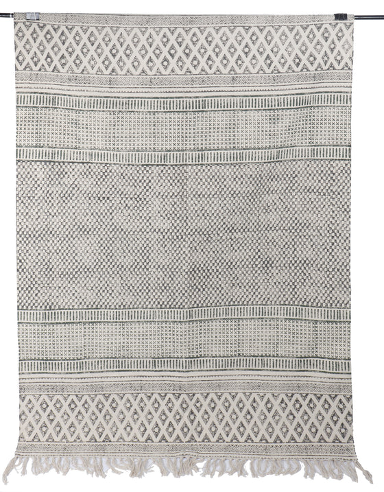 [[Hand block printed rug and throw blanket///Tapis imprimé à la main en bloc et couverture]]