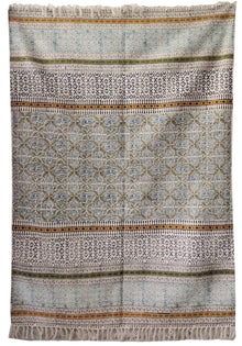  [[Hand block printed rug and throw blanket///Tapis imprimé à la main en bloc et couverture]]