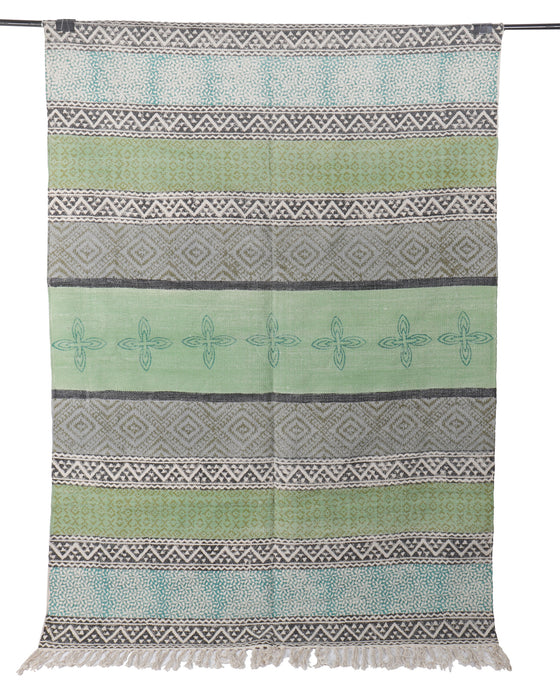 [[Hand block printed rug and throw blanket///Tapis imprimé à la main en bloc et couverture]]