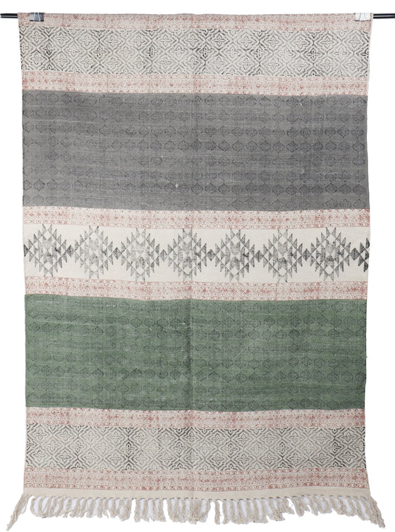 [[Hand block printed rug and throw blanket///Tapis imprimé à la main en bloc et couverture]]