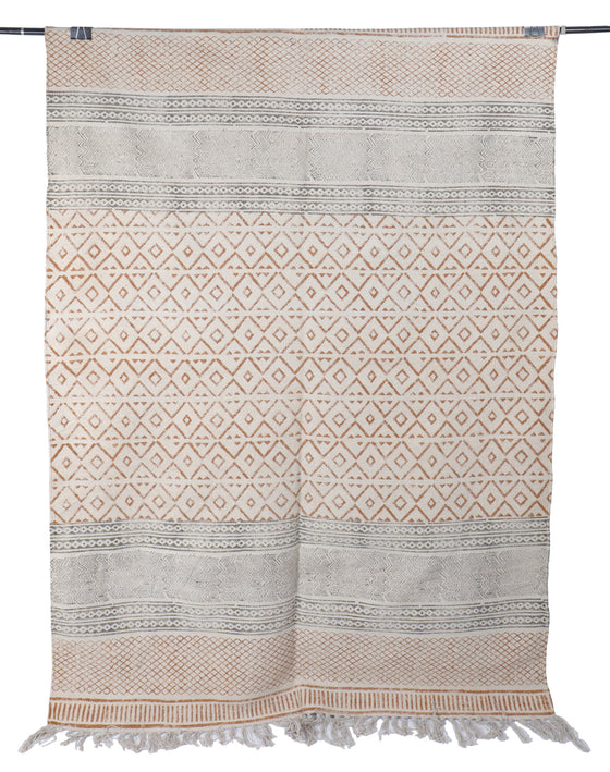 [[Hand block printed rug and throw blanket///Tapis imprimé à la main en bloc et couverture]]