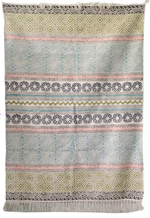  [[Hand block printed rug and throw blanket///Tapis imprimé à la main en bloc et couverture]]