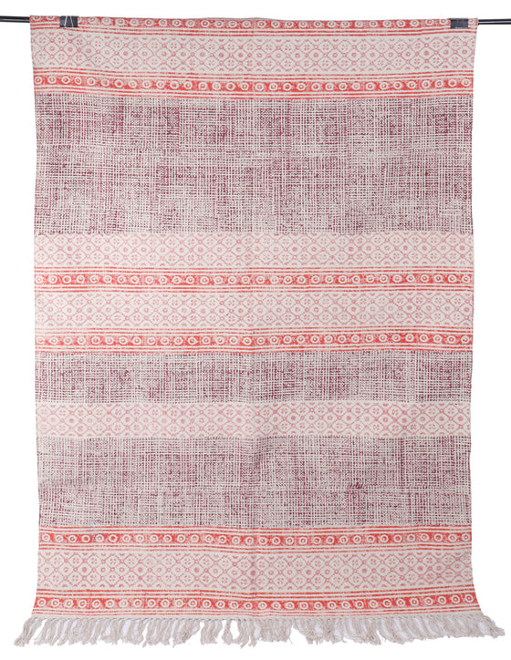 [[Hand block printed rug and throw blanket///Tapis imprimé à la main en bloc et couverture]]