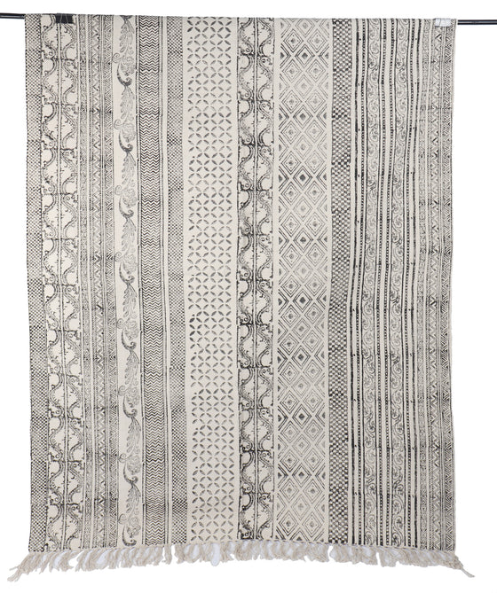 [[Hand block printed rug and throw blanket///Tapis imprimé à la main en bloc et couverture]]