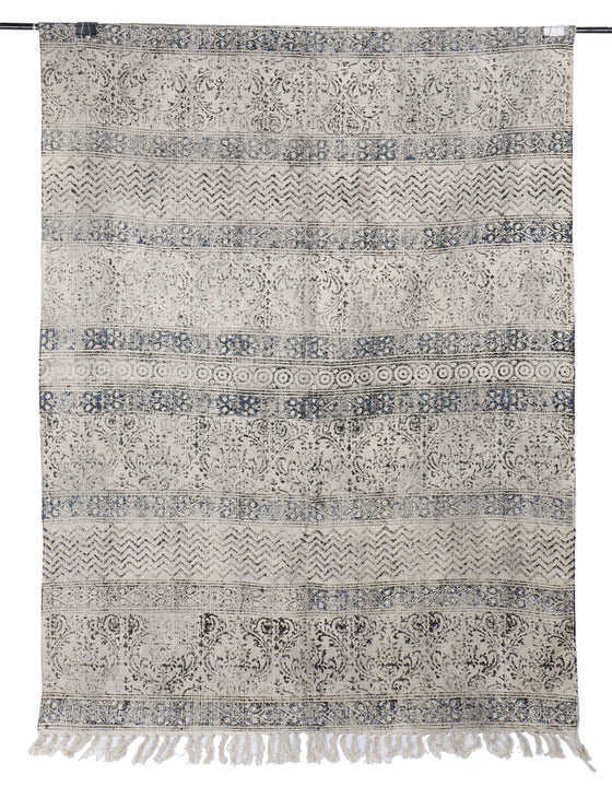 [[Hand block printed rug and throw blanket///Tapis imprimé à la main en bloc et couverture]]