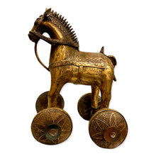  [[Old brass Bastar tribal art horse on wheels///Vieux cheval d'art tribal Bastar en laiton sur roues]]