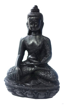  Black resin meditating buddha//Bouddha méditant en résine noire