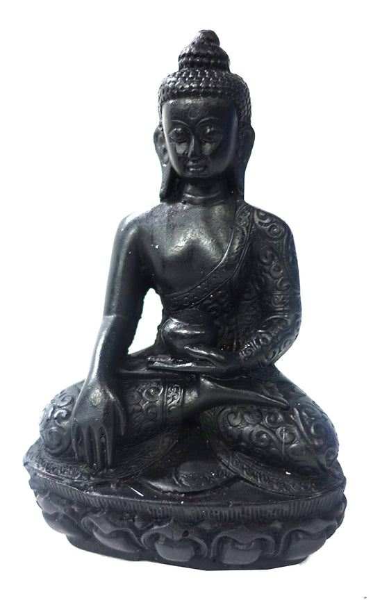 Black resin meditating buddha//Bouddha méditant en résine noire