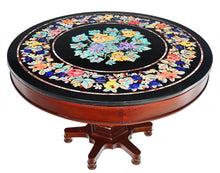  Teak, Black Marble and Semi-Precious Stone Table