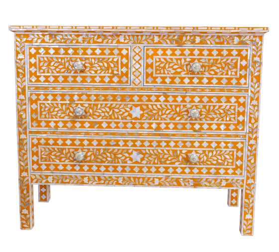 Orange mother of pearl dresser//Commode en nacre orange
