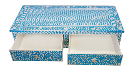 [[Turquoise mother of pearl coffee table//Table basse en nacre turquoise]]