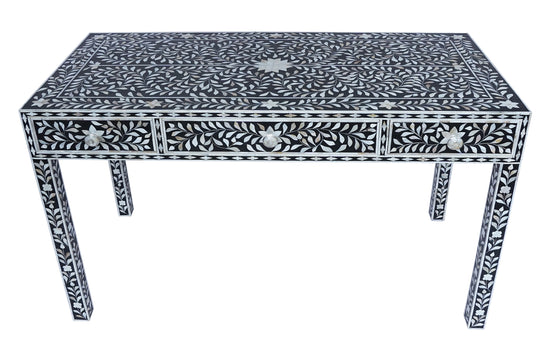 Black mother of pearl desk & stool set//Set bureau & tabouret en nacre noire
