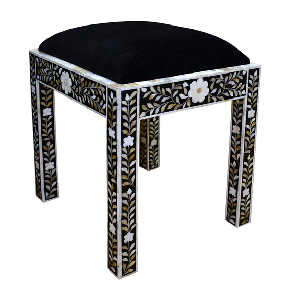 Black mother of pearl desk & stool set//Set bureau & tabouret en nacre noire