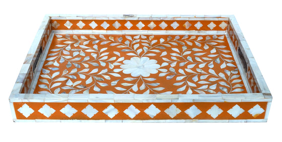 Mother of pearl inlay tray//Plateau incrusté en nacre