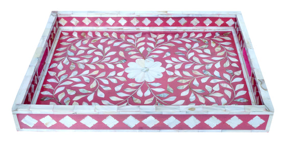 Mother of pearl inlay tray//Plateau incrusté en nacre