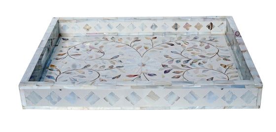 Mother of pearl inlay tray//Plateau incrusté en nacre